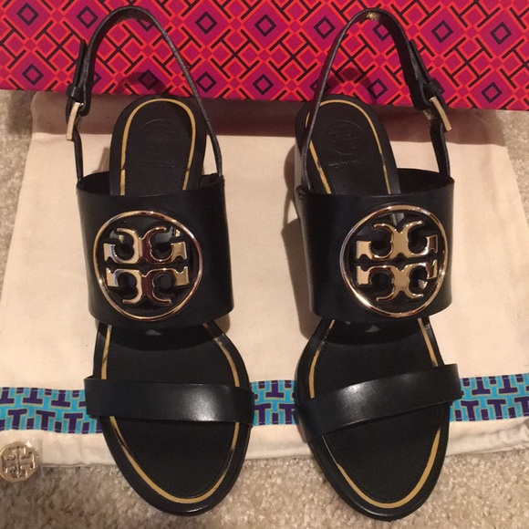 Tory Burch Metal Miller 65MM Wedge Sandal Heel 7.5 - Picture 4 of 12